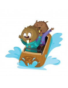 Stickers Forêt,Sticker enfant: Castors rafting