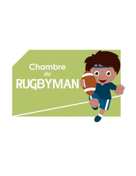 Plaques de porte,Sticker de porte Enfant: Rugbyman