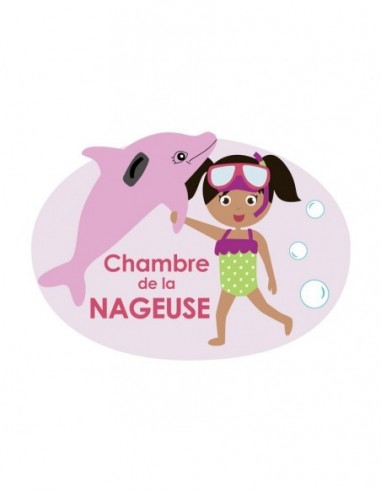 Plaques de porte,Sticker de porte enfant fille: Nageuse