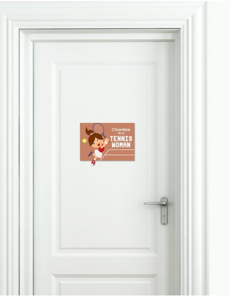 Plaques de porte,Sticker de porte Enfant fille: Tenniswoman